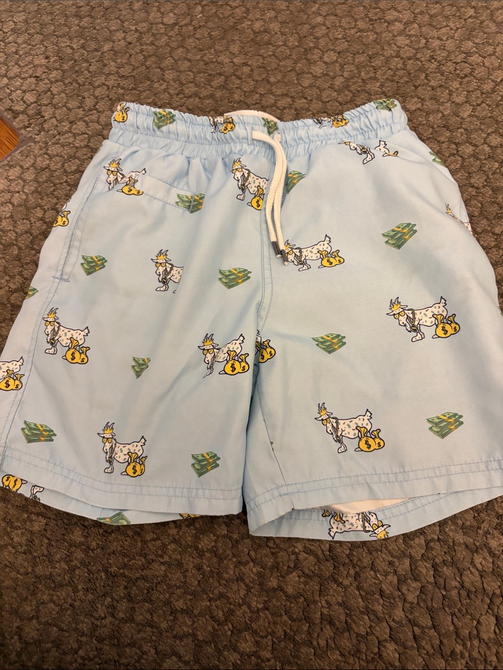 GOAT Blue Printed boys Swim/Beach Shorts